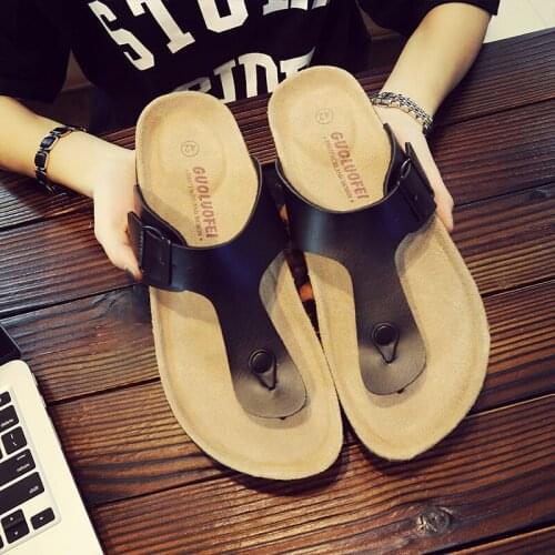 Men Cork Shoes Men Slippers New Non-Slip Sandals Deodorant Slippers Leisure Flip Flops Outdoor Beach Cork Slippers Summer Shoes