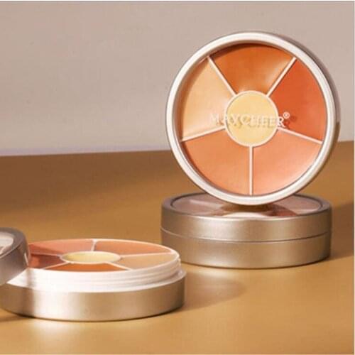 Six-color Soft Concealer Disc Covers Dark Circles Spots Acne Marks waterproof No Makeup