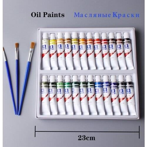 24pcs Professional Tube Oil Paints Art For Artists Canvas Pigment Art Supplies Drawing 12ML 24Colours Free For 3 Brushes