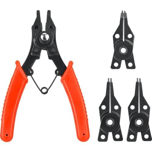 4 in 1 Circlip Snap Ring Plier Four Headed Pliers Fastener Shaft Used Spring Disassembly Puller Springs Multitool Pliers Set