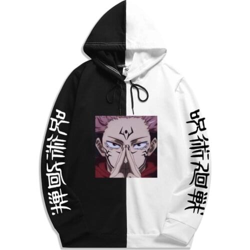 New Patchwork Thin hoodies Anime Jujutsu Kaisen Pullovers Tops Long Sleeves Hoodie Spring Summer Personality Sweatshirt man