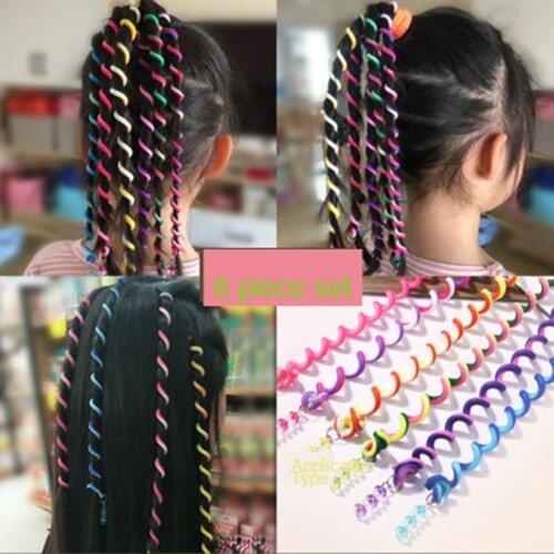 6pcs/lot Rainbow Color Headband Cute Girls Hair band Crystal Long Elastic Hair Bands Headwear Hair Accessories Girls Best Gift