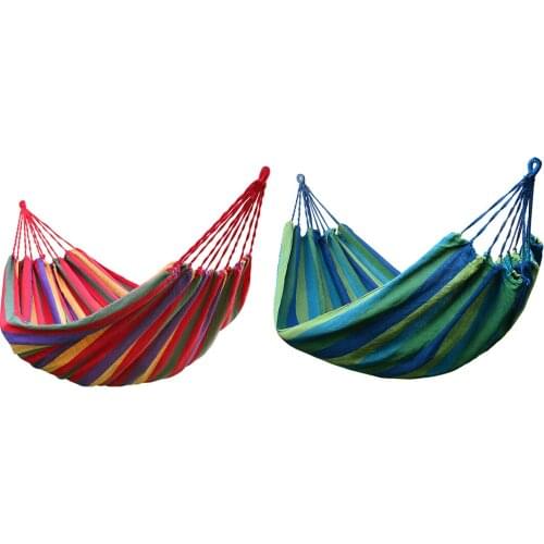 Portable Canvas Hammock Travelling Outdoor Picnic Wooden Swing Chair Camping Hanging Bed Garden Furniture Double Hanging Bed