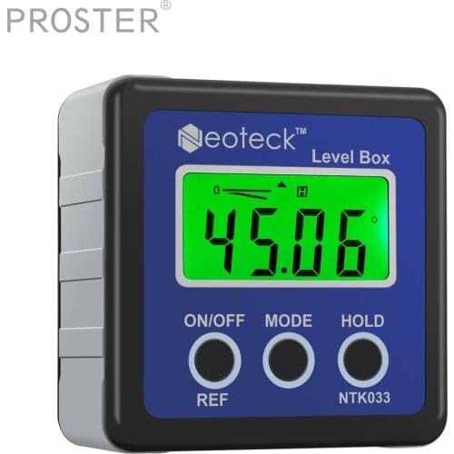 PROSTER Magnetic Base Digital Angle Gauge Level Bevel Box Protractor Inclinometer 4*90 Degree Measuring Tool Waterproof IP54