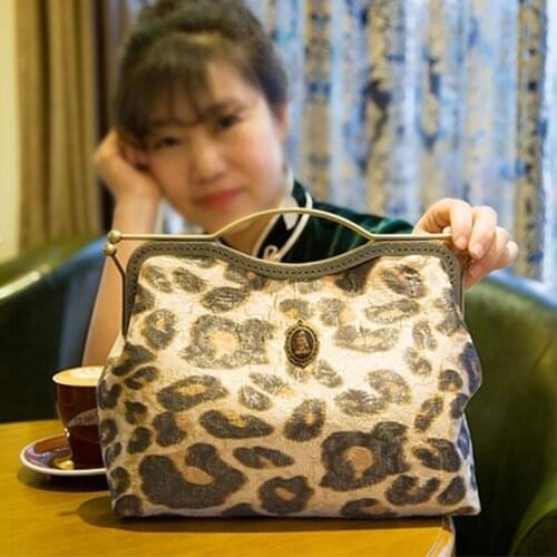 Diy Bags Homemade Bag Shoulder Metal Chain Leopard Women Kiss Lock Vintage Material Kit Diamonds Phone Crossbody Totes Handbags