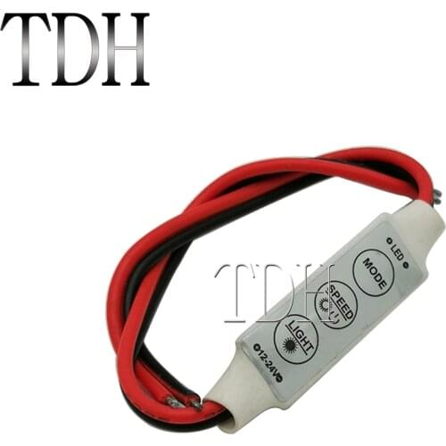 1 PC LED Strip Light Controller switch 12V DC Mode / Adjust Speed / Light 3 Key Button Memory Start Wired Control Module