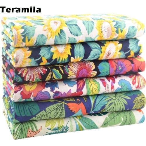 Teramila 50*145cm Bigger Flowers Soft Poplin Cotton Printed Fabrics For Sewing Clothes Quilting Textile Needlework Cloth Bedding