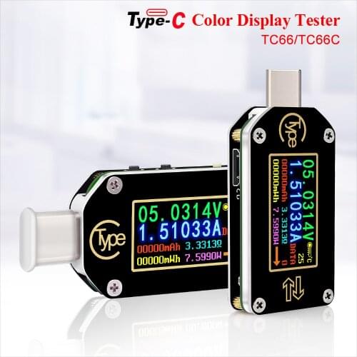 TC66/TC66C Type-C Color Display USB Tester USB-C Voltmeter Ammeter Voltage PD Charger Battery USB Tester 30%off