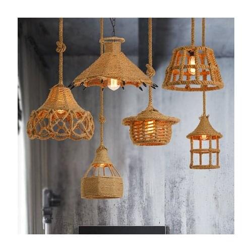 Vintage Rope Pendant Light Lamp Loft Creative Personality Industrial Lamp Edison Bulb American Style For Living Room decoration
