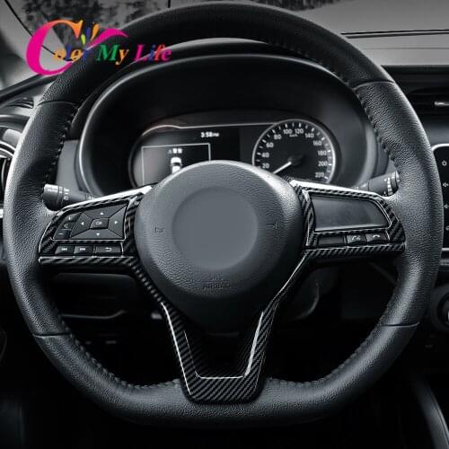 Color My Life Carbon Fiber Car Steering Wheel Panel Protection Cover Trim Fit for Nissan Kicks 2018 - 2021 Accessories