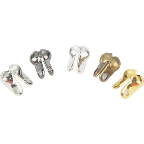 500pcs/lot Ball Chain Connector Clasps Calottes End Crimps Beads For DIY Jewelry Findings Diy Fit 1.5mm 2.0mm 2.4mm 3.2mm