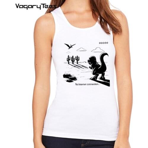 Vagarytees 2021 Women Summer Vest Funny Internet Broken Dinosaur print dinosaur tank-top