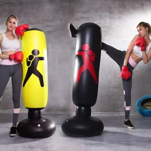 1.6m Inflatable Boxing Pillar with Air Pump Training Fitness Thickening Kid Adults Boxing Target Punching Bag Home Gym Equipment