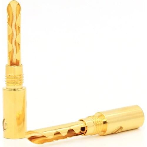 12pcs 24K Gold Plated Copper BFA 4mm Banana Plug Male Speaker Connector