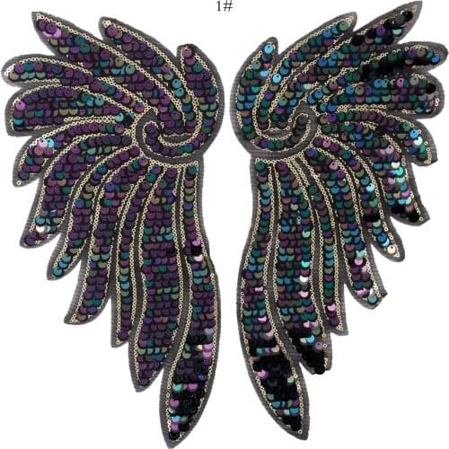 3color Big Patches for Clothing Angel Wings Sequin Patch Large Patch Parches Sew on Big Sequin Patches Vintage Apliques Para