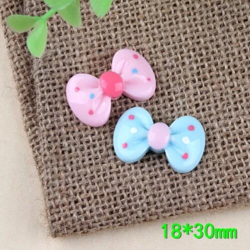 50pcs/Lot Bowknot Resin Flatback Cabochons Dot Bow Flat Back DIY Hairclip Center Cell Phone Home Decoration Embellishment