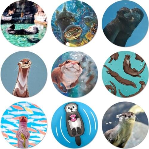 58mm Cute otter Icons Pins Badge Decoration Brooches Metal Badges For Backpack Decoration