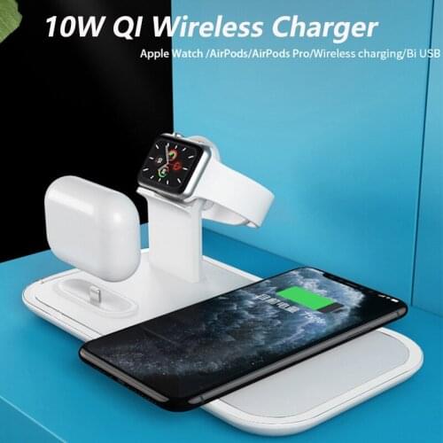 10W QI Wireless Charger 3 in 1 Fast Charge Stand for iPhone 12 Pro Max Samsung Huawei Quick Phone Charging Holder Station Stent