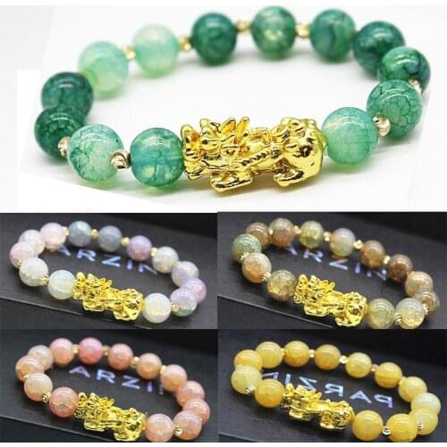 Brave Troops Beads PIXIU Bracelet for Women Men Obsidian Stone Beads Strand Couple Bracelet Lucky Feng Shui Bracelets Wristband