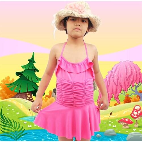 Childrens skirt style solid color one-piece bathing suit childrens bathing suit girls'baby KS017