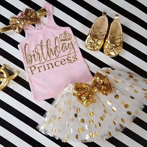 Pudcoco Kid Baby Girl Birthday Outfit Top T-shirt Party Skirt Princess Dress Set Children Clothes For Girls
