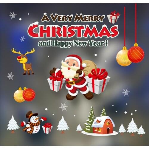 DIY Merry Christmas Wall Stickers Window Glass Festival Decals Santa Murals New Year Christmas Decorations for Home Decor New