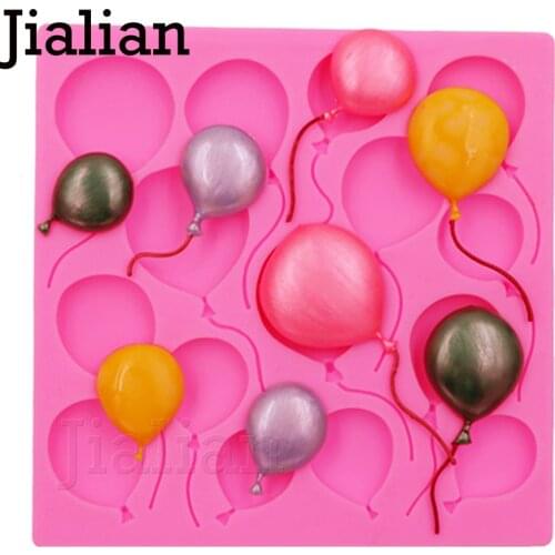 DIY Balloon Cake Border Silicone Molds Lollipop Birthday Fondant Cake Decorating Tools Gumpaste Chocolate Cupcake Moulds F0981