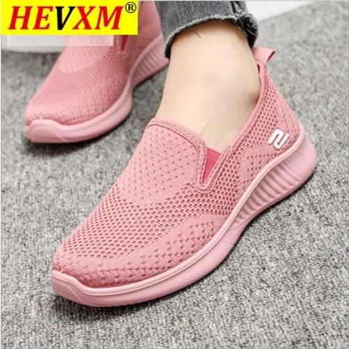 Soft Bottom Sneakers Women 2020 New Breather Mesh Women Casual Shoes Slip-on Pink Sneakers Tennis Shoes Woman Zapatos De Mujer