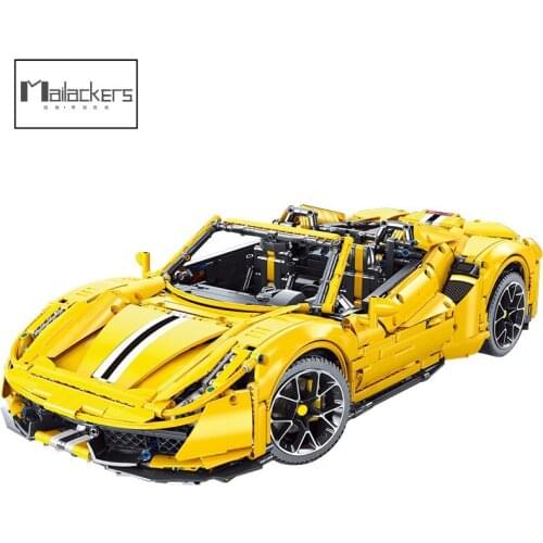 Follow Store =$2 Coupon Yellow Super Sports Racing Cars Model Building Blocks Toys For Children Gifts 3608 PCS