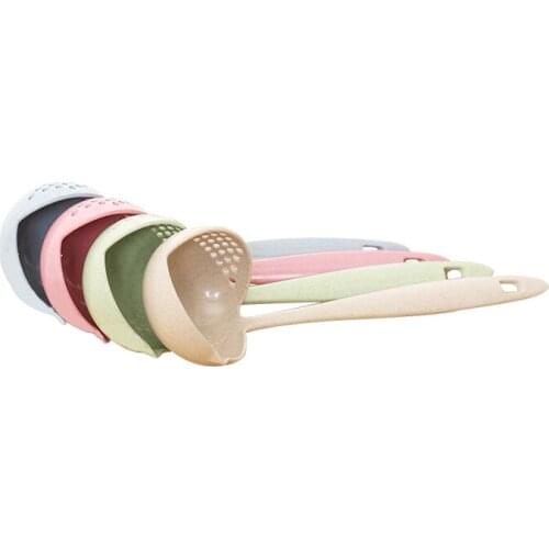 1pcs Soup Spoon Long Handle Kitchen Strainer Solid Color Cooking Colander Kitchen Scoop Plastic Tableware Colander Hot Spoons