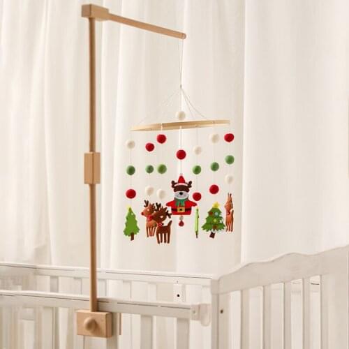 Baby Christmas Bed Bell Crib Mobiles Toy Cots Projection Infant Wooden Toy Animals Pendant Rotating Music Rattles Gift