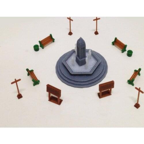 Outland Models Park / Garden Accessories with Fountain HO OO Scale 1:87 Railroad