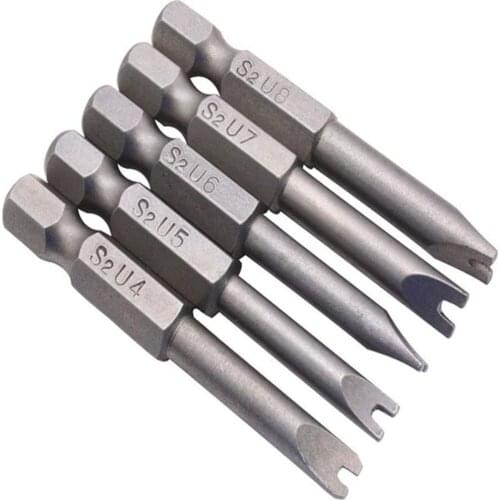 5pcs 1/4 inch Hex Handle Replacement Magnetic U Shape Tip Electric Screwdriver Security Bits 50mm U4-U8 Hand Tools Set