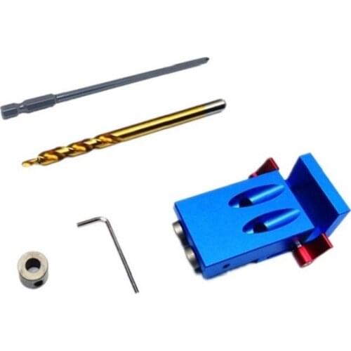 New Aluminium Woodworking Pocket Hole Jig Kit 9.5mm Step Drill Bit Stop Collar For Kreg Manual Pilot Wood Drilling Hole Saw Mast