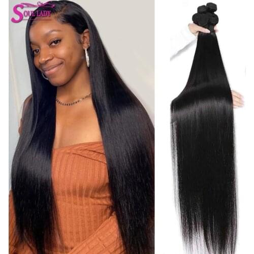 Soul Lady Hair Bundles Raw Indian Human Hair Straight Hair Extensions Remy Hair Weaving Can buy 3 4 Bundles And More 100gram/pcs
