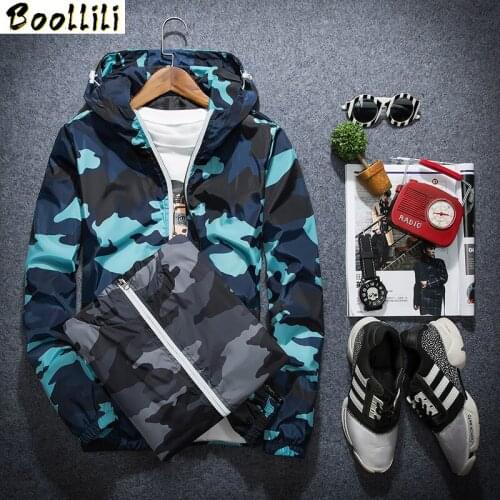 New autumn hooded jacket men Thin military jacket Fluorescent zipper Features windbreakers blue jacket plus size 4XL,5XL