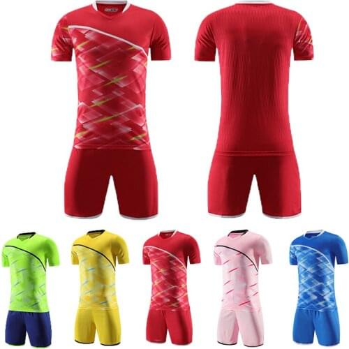2020 New Adult Blank Custom Soccer Jersey Sets Football Training Uniform Short Sleeve and Pants Tracksuit