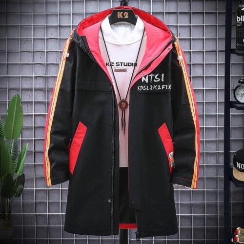 Large Zise Mens Parka Medium Length Hooded Letter Pattern Thicken Warm Wind Proof Casual Fit Young Man Cotton Casual Coat