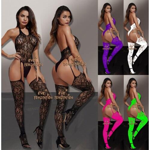 Sexy crochet Fish Net Bodystockings Lingerie Babydoll dress Underwear Bodysuits lenceriaChemises Teddies Bodysuit garter W102