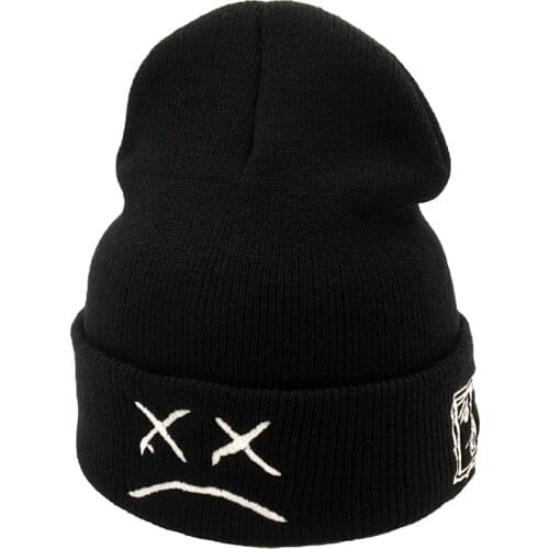Embroidery Lil Peep beanie cap xxxtentacion Mens and women Sad boy face knitted hat for winter hip hop beanies fashion ski hat
