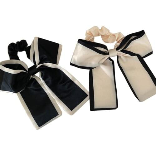 New Chiffon Bowknot Elastic Hair Bands For Women Girls Solid Color Scrunchies Hair Ties Ponytail Holder Headband Hair Accessorie