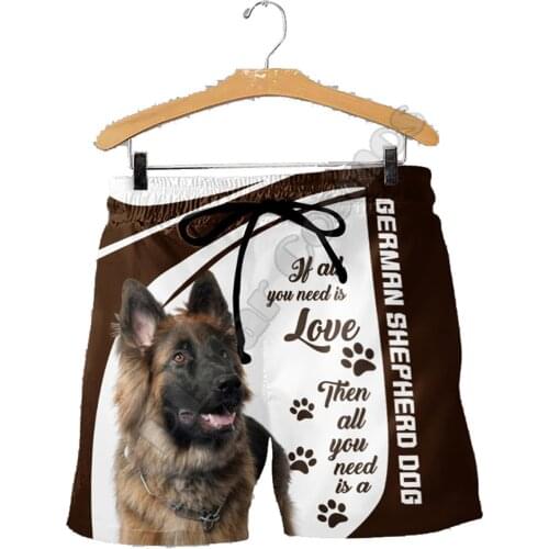 PLstar Cosmos German Shepherd Dog Mens Shorts Summer Casual Shorts Funny Animal 3D Printed Loose Cool Beach Comfortable