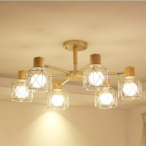 Nordic style solid wood small living room bedroom study decoration personality creative post-modern minimalist log lampsLX110905