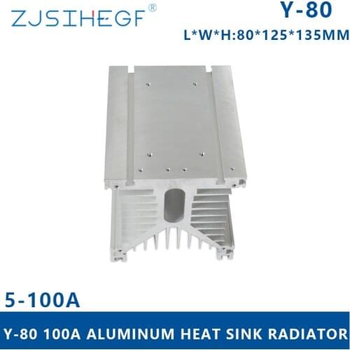 ZJSIHEGF Y Type L*W*H:80*125*135mm Solid State Relay SSR Radiator Heat Dissipator 100A Three Phase Module