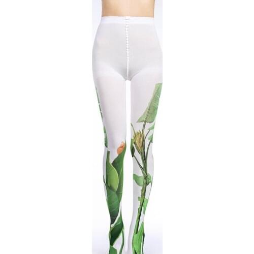 Unique stockings Japanese cosply style green flowers pattern Tights High-quality Silk stockings shaping leggin 1order=1pc