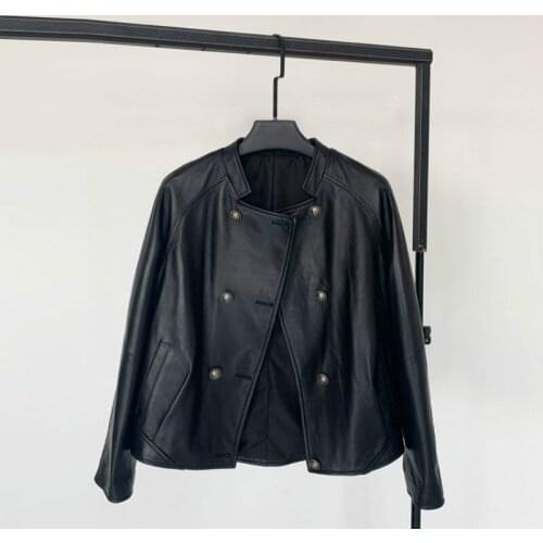 Spring 2020 Haining leather jacket for lady Bat sleeve cape sheep leather coat loose Korean leather jacket
