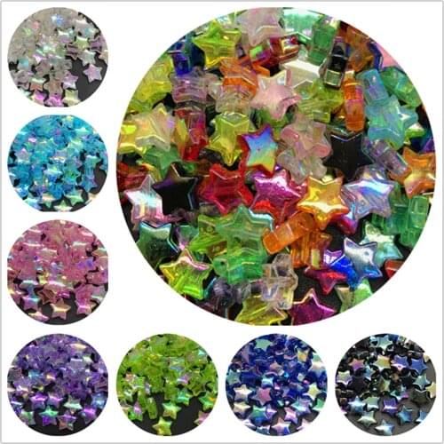100pcs 10mm Stars Shape Acrylic Spacer Beads For Jewelry Making DIY Handmade Bracelet Necklace