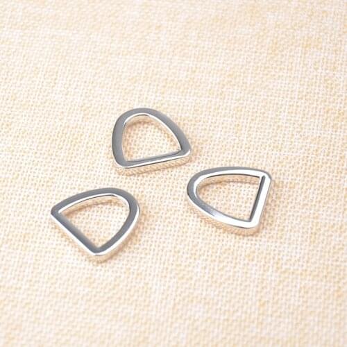 13 x 13 mm Flat Cast D Rings in Silver Finish Metal Ring for Bag
