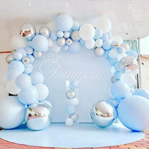 141pcs Macaron Blue Balloon Garland Arch Birthday Party Decor Kids Baby Shower Wedding Party Globos Oh Baby Wood Wall Sticker