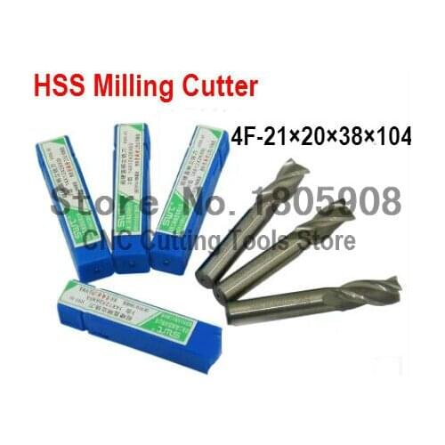 2pcs/set 21.0MM 4 Flute HSS&Aluminium endmill milling cutter CNC Bit Milling Machine tools Cutting tools.Lathe Tool,router bit